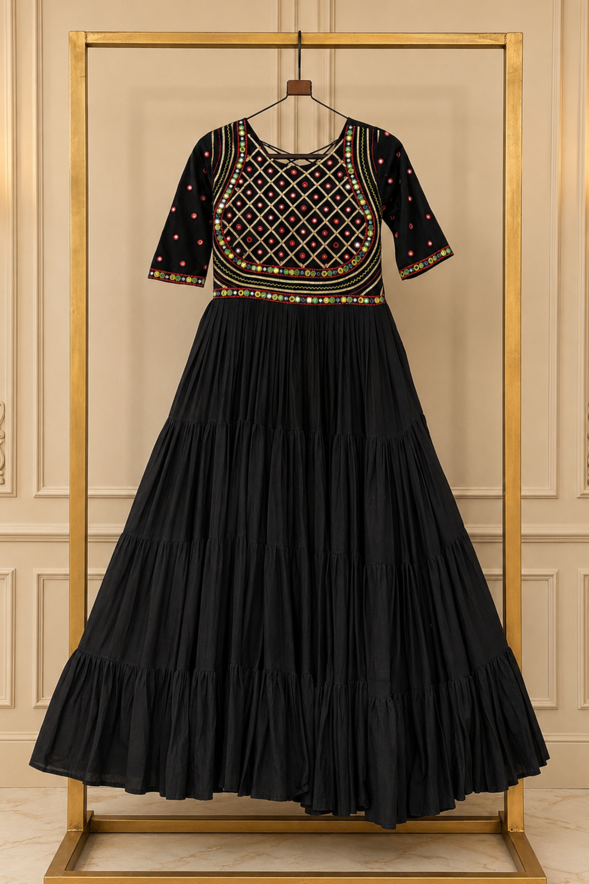 Designer Embroidered Tiered Gown for Women – Ethnic Party Wear Dress
