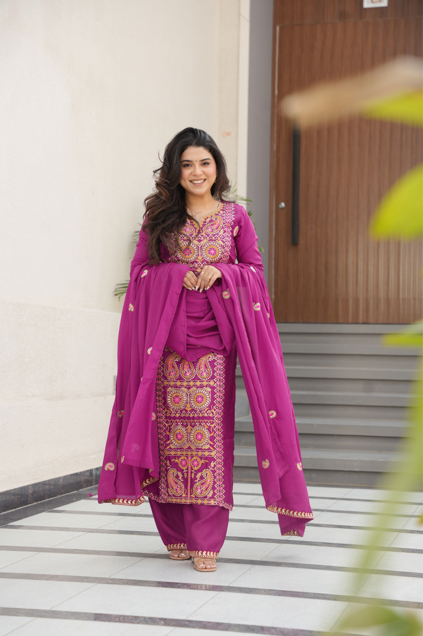 Designer Embroidered Kurta Pant Set with Dupatta