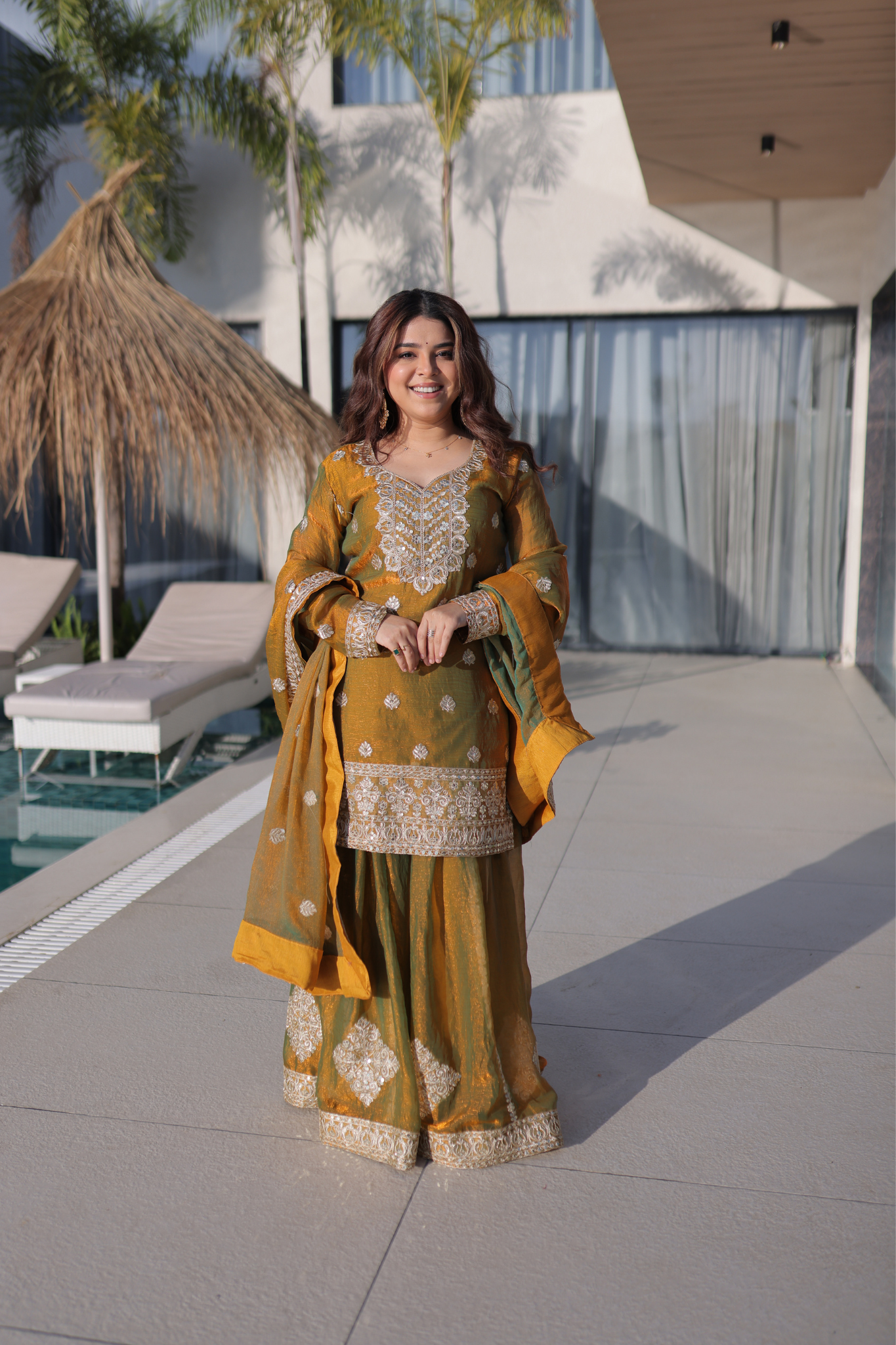 Women Festive Embroidered Muslin Silk Kurta Set with Dupatta