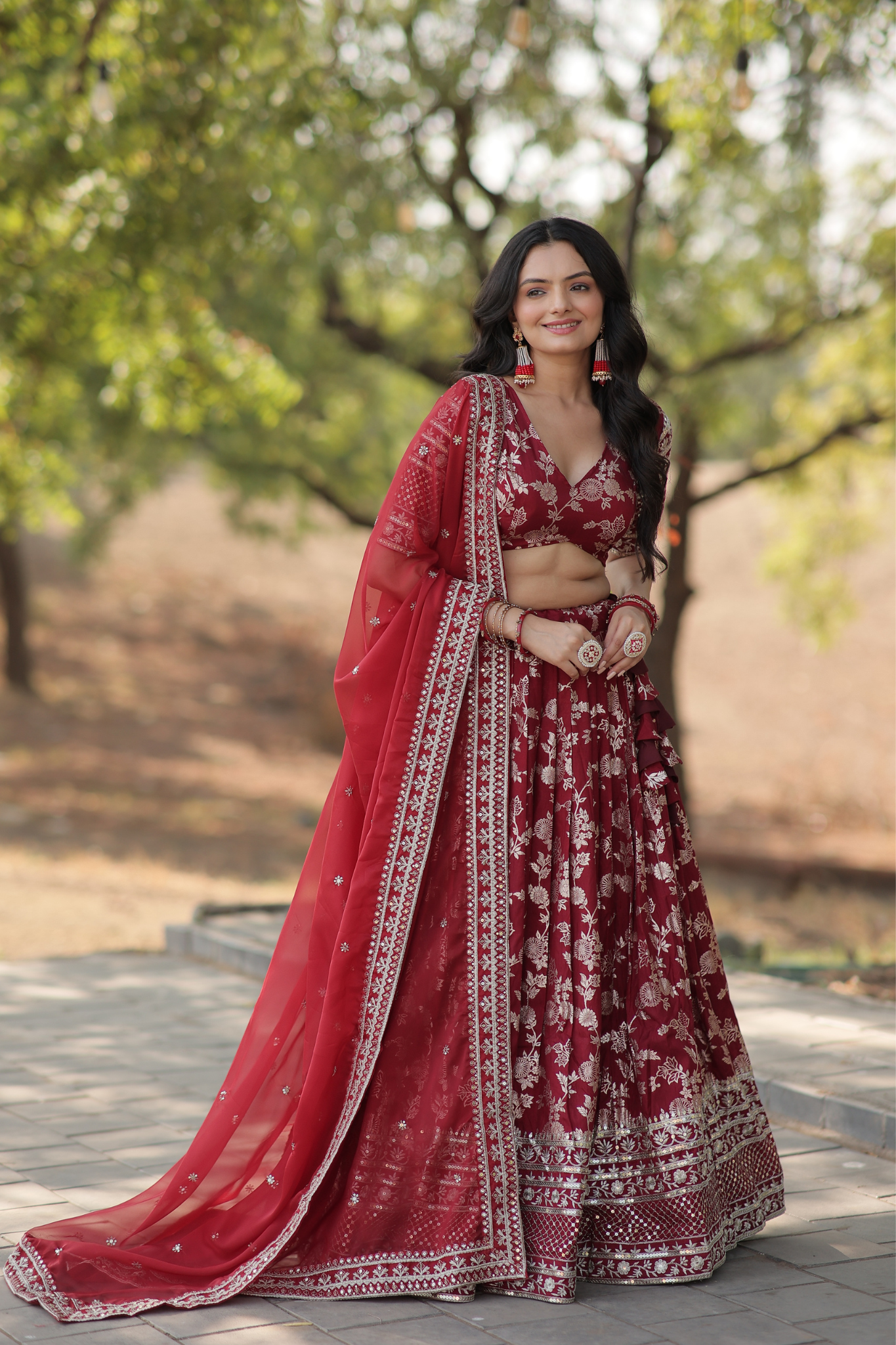 Women's Designer Floral Printed Lehenga Choli Set with Dupatta