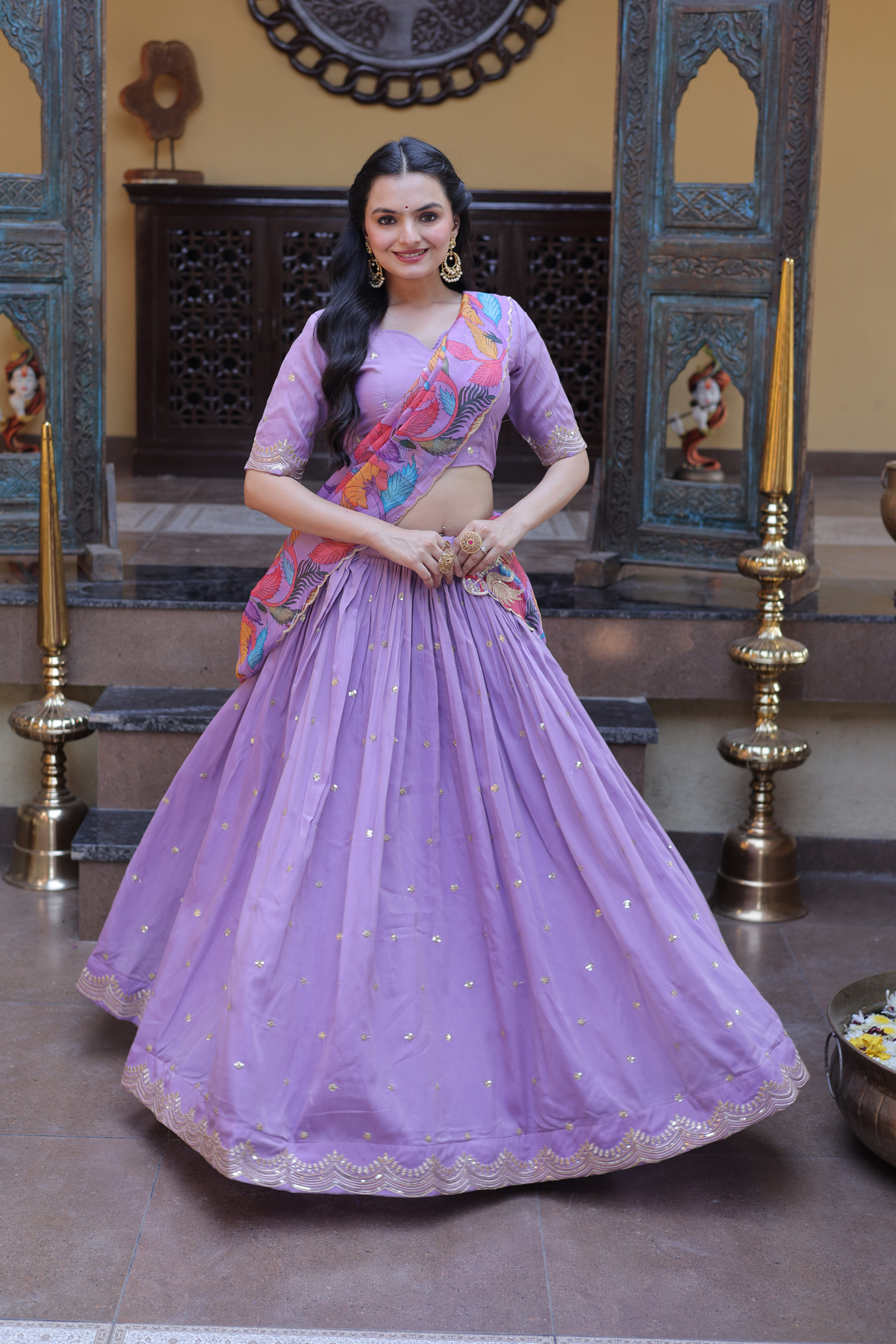Designer Lehenga Choli for Women with Printed Dupatta & Sequins Work