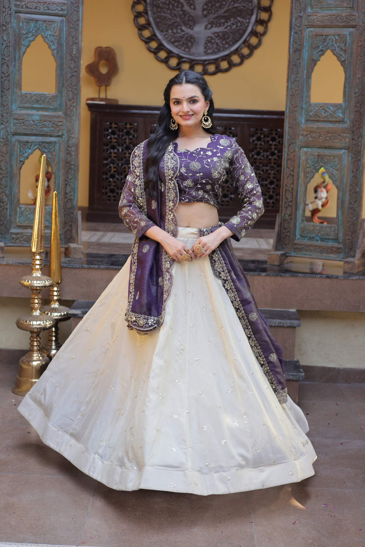 Women Embroidered Lehenga Choli Set with Dupatta